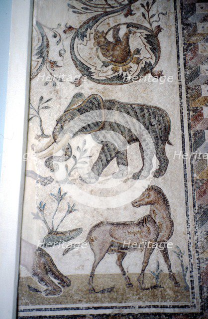 Roman Mosaic of Elephant, Horse and Bear, c2nd-3rd century Artist: Unknown.