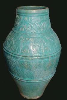Large Turquoise Jar, Iran, 12th-13th century. Creator: Unknown.