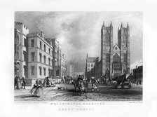 'Westminster Hospital and Abbey Church', London, 19th century.Artist: J Woods
