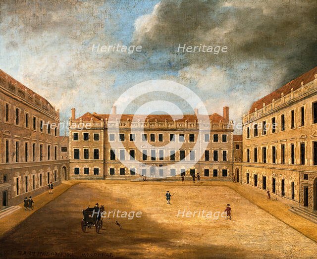 Saint Bartholomew's Hospital, London: the Gibbs buildings, c18th century. Creator: Unknown.