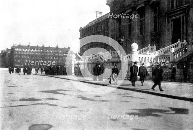 The Trial of M. Zola in Paris: scenes at the Assize Court - ...the court-house at eight A.M., 1898. Creator: Gribayedoff.