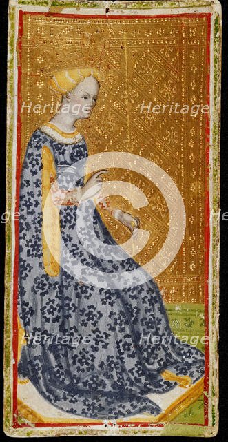 Queen of Wands. Tarot card, 1441-1444. Creator: Bembo, Bonifacio (c. 1420-c. 1480).