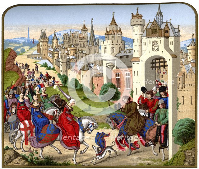 'Entrance of the Queen Isabeau of Bavaria into Paris', c1500, (1870).Artist: Franz Kellerhoven