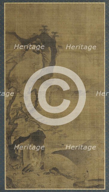 Landscape: mountains and water; a figure under a pine tree, 16th-early 17th century. Creator: Unknown.