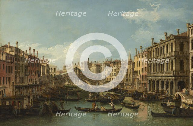 Venice, the Grand Canal with the Rialto Bridge seen from the South. Creator: Bellotto, Bernardo (1720-1780).