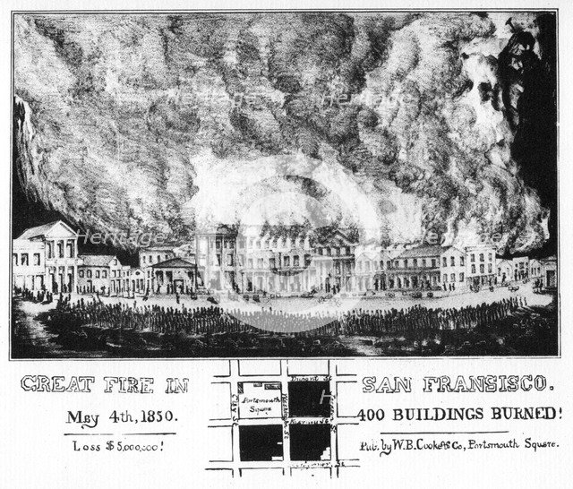 The great fire in San Francisco, California, 1850 (1937). Artist: Unknown