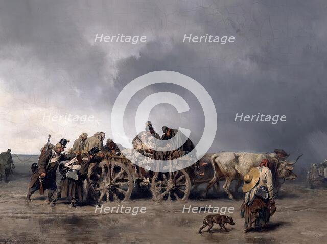 The transport of the wounded I, 1853. Creator: August von Pettenkofen.