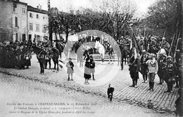 Entry of the French Foreign Legion into Chateau-Salins, Moselle, France, 17 November 1918. Artist: C Bergeret
