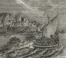 Salvation of French emigrants in Collioure, 1851.  Creator: Unknown.