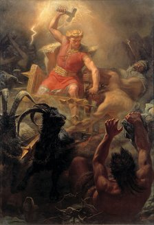 Thor's Fight with the Giants. Artist: Winge, Marten Eskil (1825-1896)