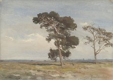 View of the heath with two trees, c.1835-1892. Creator: Jan Willem van Borselen.