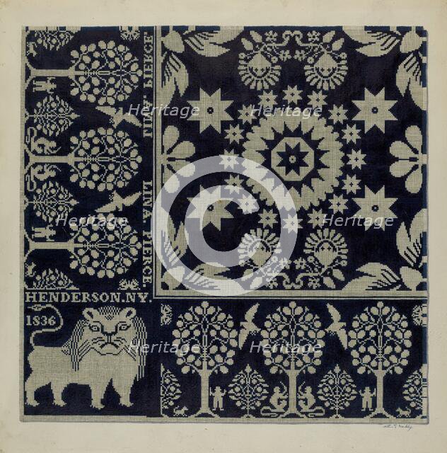 Tyler Coverlet (Section), 1935/1942. Creator: Merkley, Arthur G..