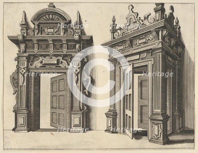 Two Wooden Portals from 'Verscheyden Schrynwerck (...)' ['Plusieurs Menuiseries (...)'], 1658. Creator: Paul Vredeman de Vries.