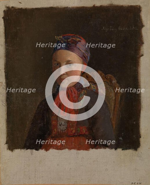 Portrait of Ingeborg Anderdatter Gulsvig, probably 1849. Creator: Adolph Tidemand.