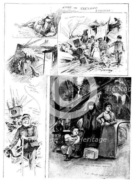 Sketches after the cyclone at Louisville, Kentucky, by our Special Artist, 1890. Creator: Unknown.