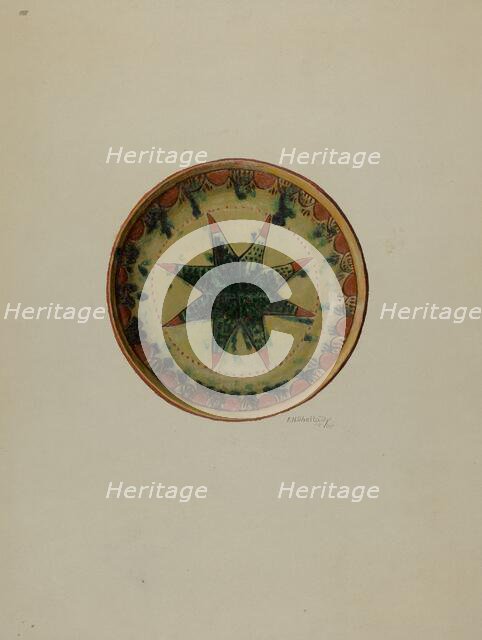 Pa. German Small Plate, 1938. Creator: Eugene Shellady.