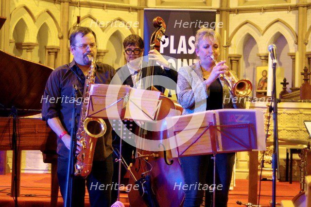 Roberto Manzin, Andy Cleyndert and Sue Richardson, Eastbourne Jazz Festival, 30 Sep 2018. Creator: Brian O'Connor.