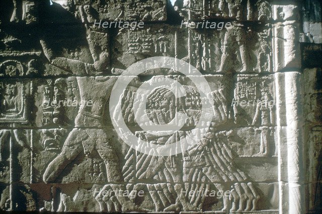 Rameses III smiting his enemies before Amun-Ra, Mortuary Temple, Medinat Habu, Egypt, c12th cen BC Artist: Unknown