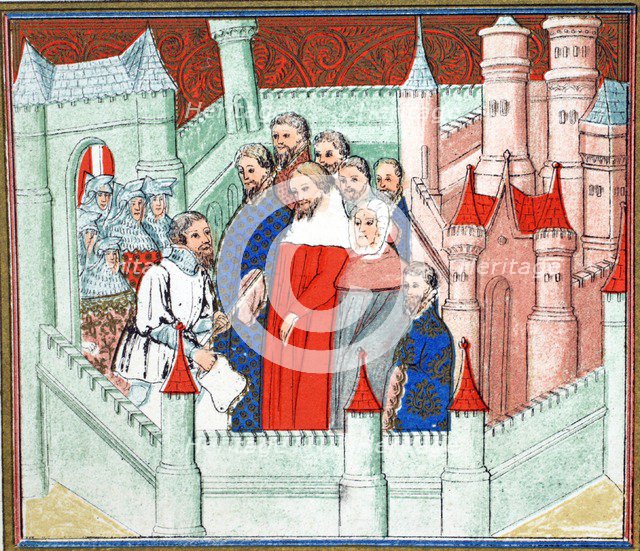 Richard II at Flint castle where he was delivered prisoner to Bolingbroke his rival to the throne, 1