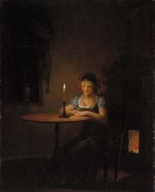 Young Woman Playing Patience, 1807. Creator: Alexander Lauréus.