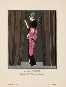A la comédie. Manteau de Théâtre, par Paquin (La Gazette du Bon ton), 1912-1913. Creator: Gosé, Xavier (1876-1915).