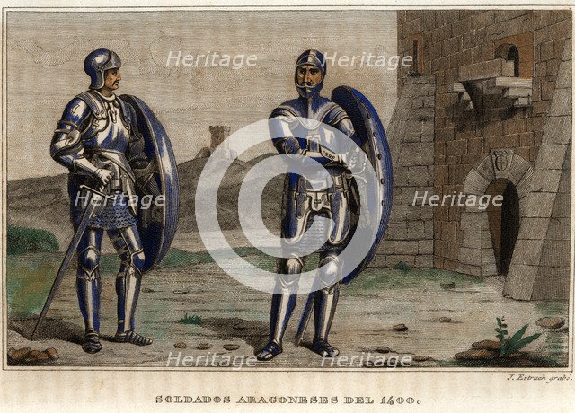 Aragonese soldiers covered in armor in 1400.