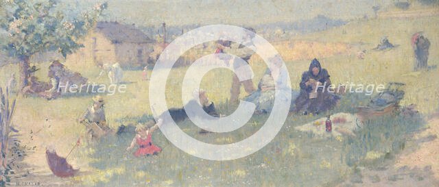 Esquisse pour la salle des mariages de la mairie du 14ème : La famille, 1889. Creator: Maurice Chabas.