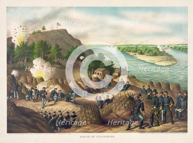 Siege of Vicksburg--Surrender, July 4, 1863, pub. 1888 (colour lithograph)