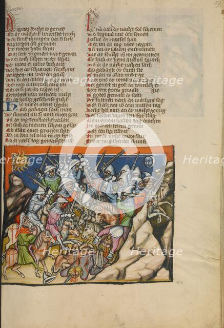 The Battle with the Five Kings of Canaan; Weltchronik, about 1400-1410. Creator: Unknown.