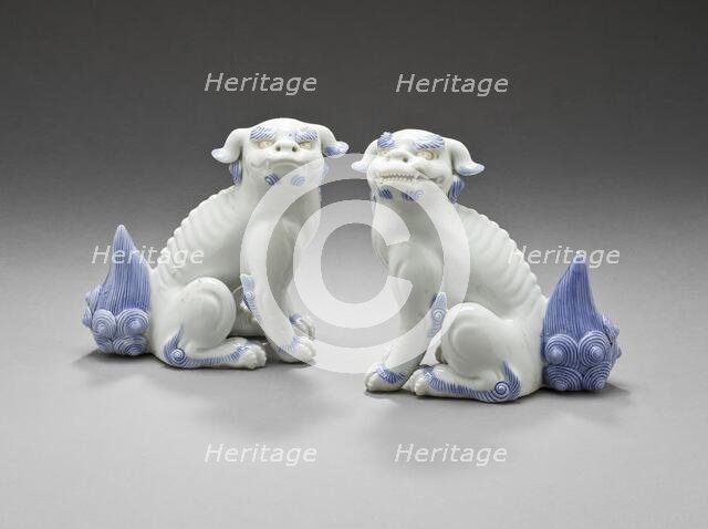 Pair of Okimono in the Form of Chinese Lions, 19th century. Creator: Unknown.