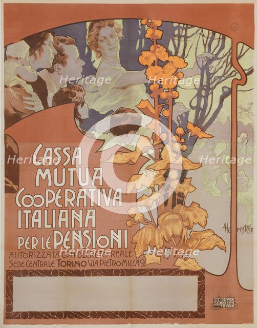 Cassa nazionale mutua cooperativa per le pensioni, 1898. Creator: Hohenstein, Adolfo (1854-1928).