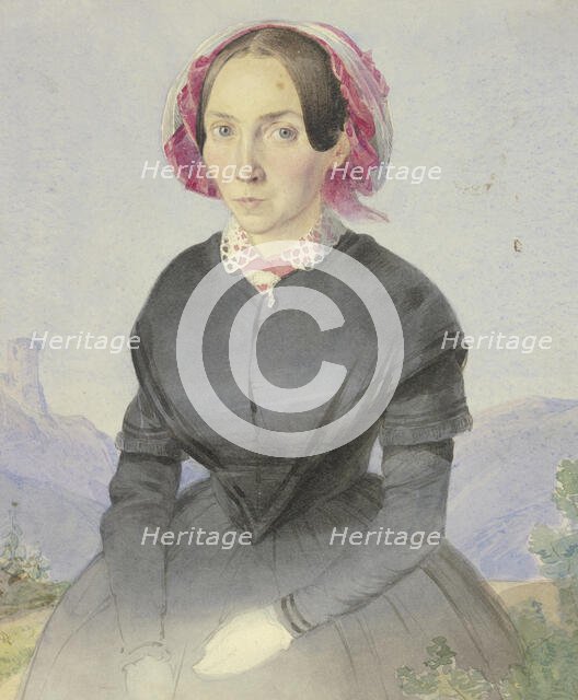 Portrait of the artist's sister, mid-19th century. Creator: Fritz Bamberger.
