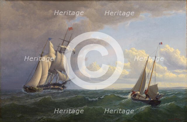 Whaler off the Vineyard--Outward Bound, 1859. Creator: William Bradford.