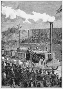 Stephenson's 'Rocket' winning the Rainhill Trials, 14 October 1829 (1898). Artist: Unknown