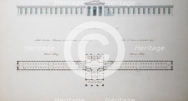 North Carolina Hospital for the Insane, at Raleigh, 1850. Creator: Alexander Jackson Davis.