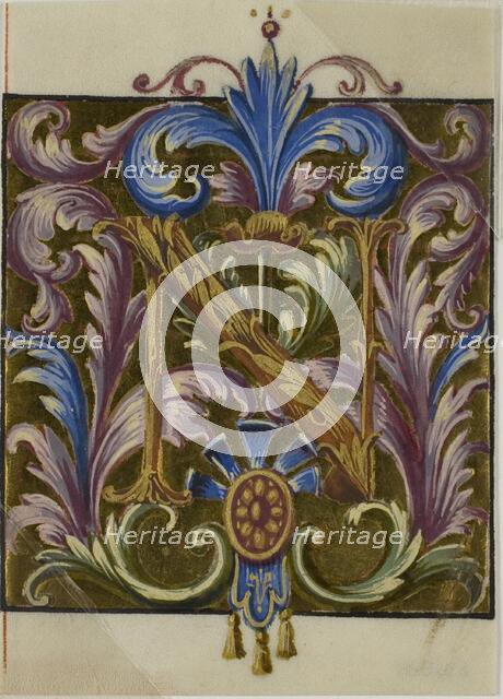 Illuminated Initial "N" with Acanthus Leaves from a Choirbook, 18th or 19th century. Creator: Unknown.