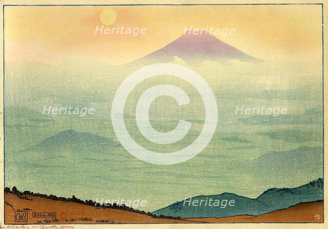 Mount Fuji seen from Lake Shoji, 1916. Creator: Bartlett, Charles William (1860-1940).