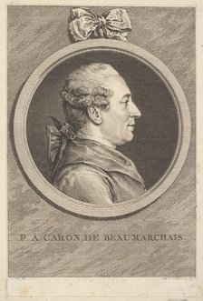 Portrait of P. A. Caron de Beaumarchais, 1773. Creator: Augustin de Saint-Aubin.