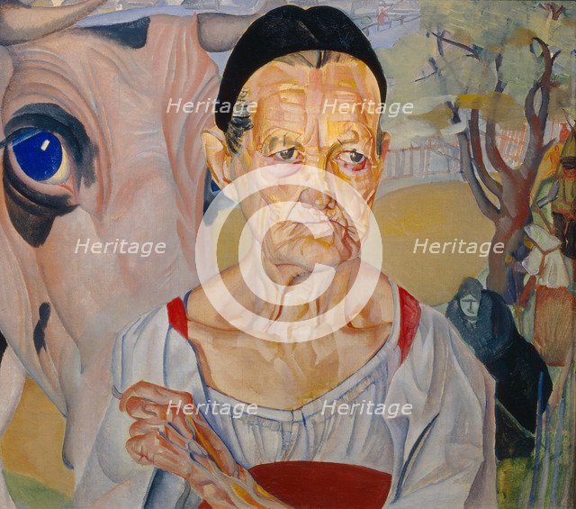 Dairywoman (From the Cycle Les visages de Russie), 1917. Artist: Grigoriev, Boris Dmitryevich (1886-1939)