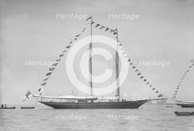 'Allah Karim' at anchor, 1911. Creator: Kirk & Sons of Cowes.