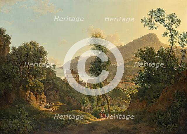 View of the town of Vietri overlooking the Gulf of Salerno, 1819. Creator: Joseph Rebell.