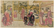 Courtesans of the Chojiya and their attendants playing kemari, c. 1791/93. Creator: Utagawa Toyokuni I.