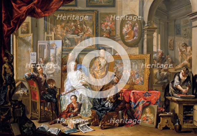 Studio of the painter. Artist: Platzer, Johann Georg (1704-1761)