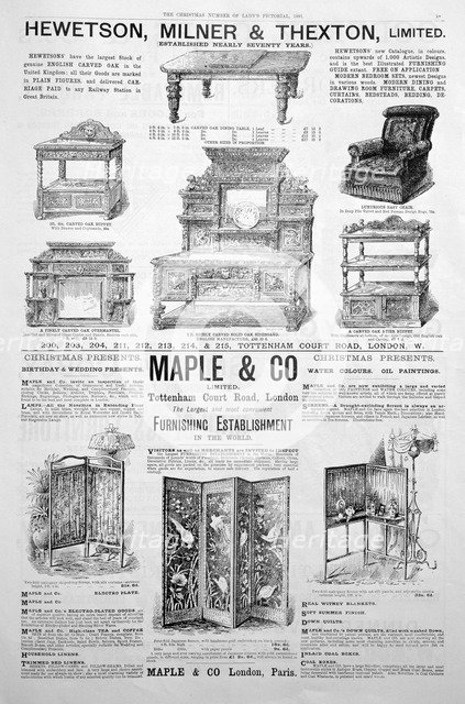 An advertising page in the Lady's Pictorial magazine of Christmas 1891. Artist: Unknown