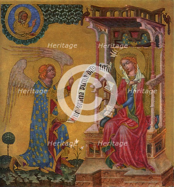 'Annunciation of the Virgin Mary', c1350 (1955).Artist: Master of the Vyssi Brod Altar