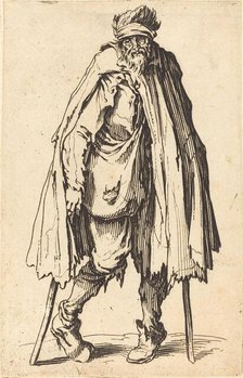 Beggar with Crutches and Sack, c. 1622. Creator: Jacques Callot.