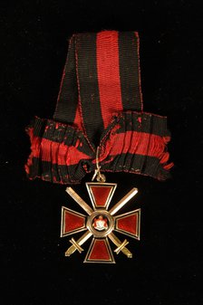 Riband and Badge of the Order of Saint Vladimir, Fourth class, 19th century. Artist: Orders, decorations and medals  