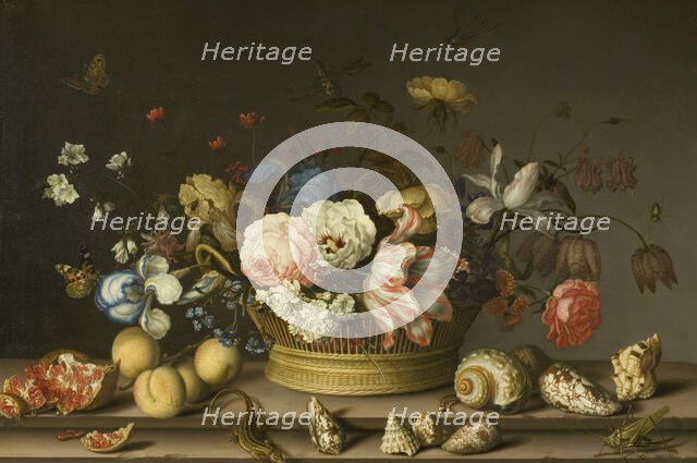 Still Life with a Basket of Flowers, early 1630s. Creator: Balthasar van der Ast.