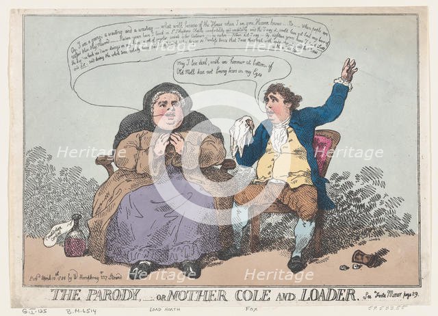 The Parody, or Mother Cole and Loader, April 10, 1784., April 10, 1784. Creator: Thomas Rowlandson.
