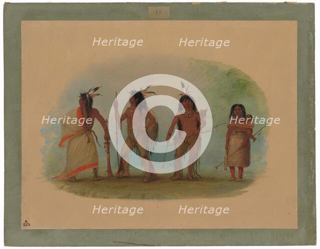 Four Apachee Indians, 1855/1869. Creator: George Catlin.